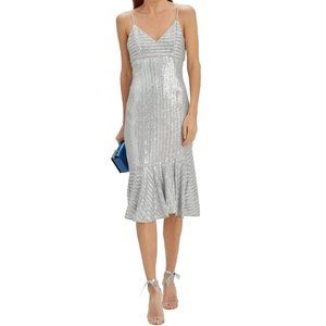 Saylor Peggie Silver Sequin Dress Metallic Sparkle
